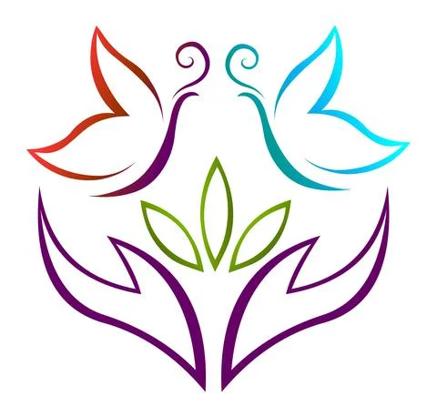 Abstract logo design, hands and butterfly stock illustration Stock Illustration