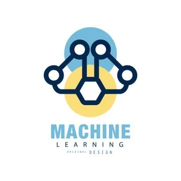 Abstract logo design of machine learning. Concept of neural network. Artificial Stock Illustration