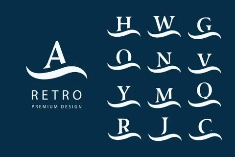 Abstract Logo Design. Modern Emblems. Set of Capital Letters on the wave.   Stock-Illustration