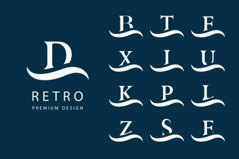 Abstract Logo Design. Modern Emblems. Set of Capital Letters on the wave.   Stock-Illustration