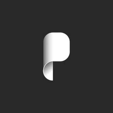 Abstract logo letter P in the form of a rolled sheet of paper, modern logotyp Stock Illustration