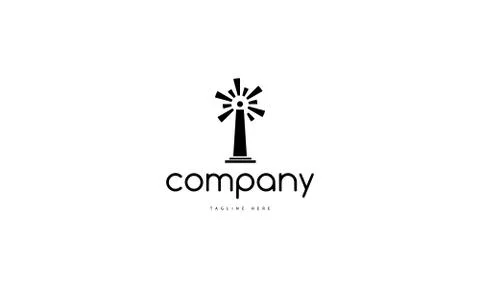 Abstract logo of a lighthouse from which the rays of light emanate. Stock Illustration