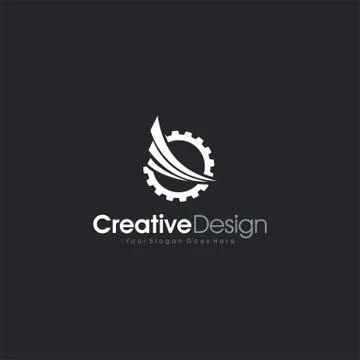 Abstract Logo Machine Letter O Design 스톡 일러스트