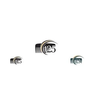 Abstract logo mark with number 125 and curve Stock Illustration