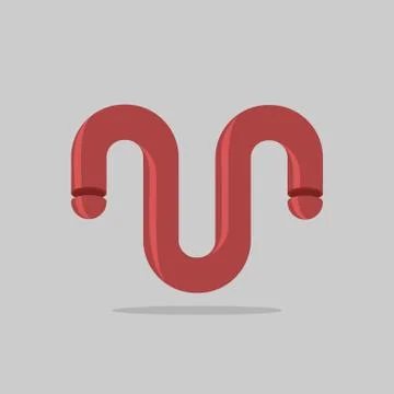 Abstract logo. Maroon 3D Bent trumpet. Business design template. Vector illus Stock Illustration