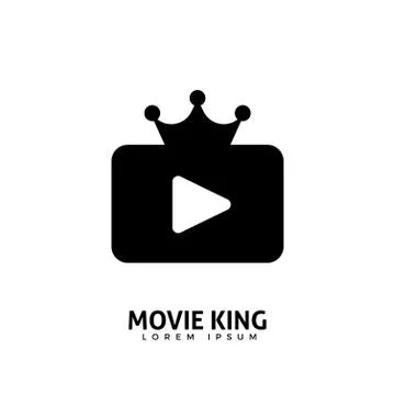 Abstract logo of play icon inside the box with a crown on top of it Stock Illustration