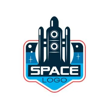 Abstract logo of rocket or shuttle launch. Space exploration and adventure Stock Illustration