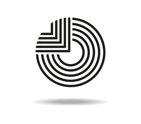 Abstract logo in the shape of a circle and a square corner made of a staff. Stock Illustration