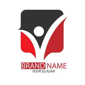 Abstract logo with a square and a tick for a creative company Stock Illustration