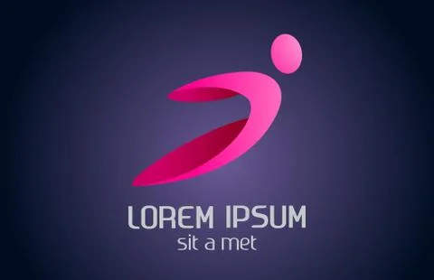 Abstract logo template. Flying, rushing activity. Man abstract icon. Vector. Stock Illustration