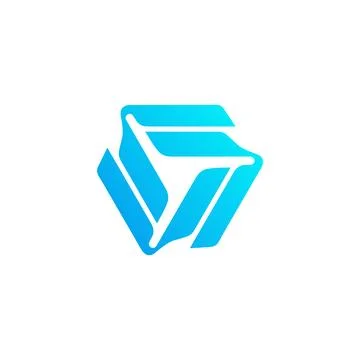 Abstract logo triangle twisted blue vector design Stock Illustration