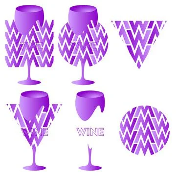Abstract logo of wine from glass elements, lettering and letters Stock Illustration