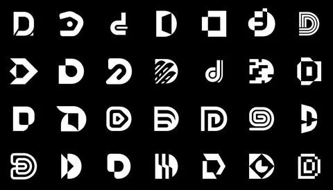 Abstract logos collection with letter D 库存插图