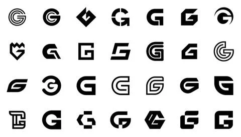 Abstract logos collection with letter G Stock Illustration