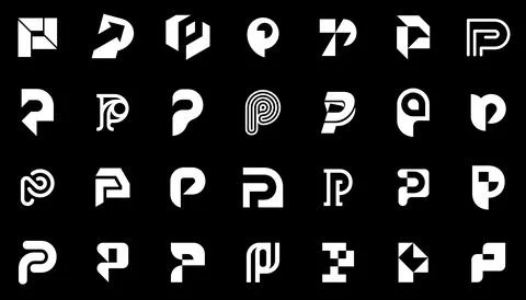 Abstract logos collection with letter P Stock Illustration