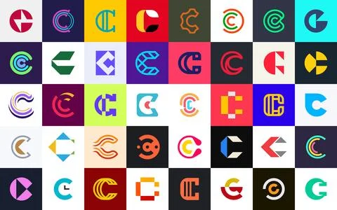 Abstract logos collection with letter С Stock Illustration