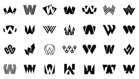Abstract logos collection with letter W Stock Illustration