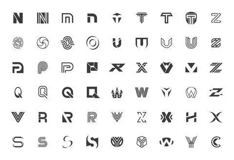 Abstract logos collection with letters Stock Illustration