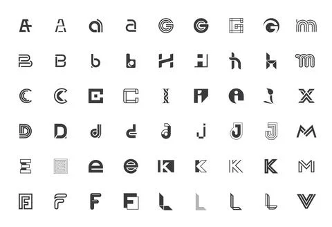 Abstract logos collection with letters Stock Illustration
