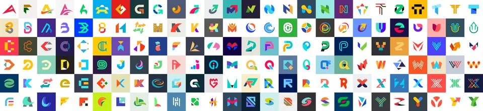 Abstract logos collection with letters Stock Illustration
