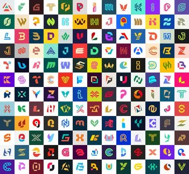 Abstract logos collection with letters Stock Illustration
