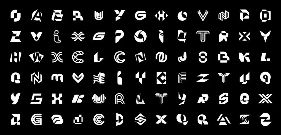 Abstract logos collection with letters Stock Illustration