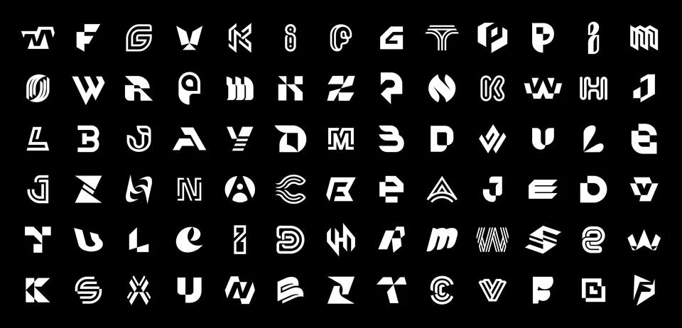 Abstract logos collection with letters Stock Illustration