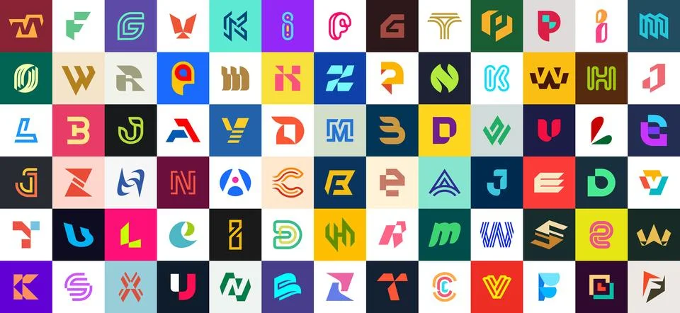 Abstract logos collection with letters Stock Illustration
