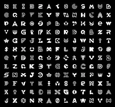 Abstract logos collection with letters Stock Illustration