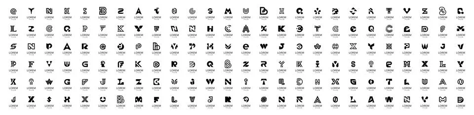 Abstract logos collection with letters Stock Illustration