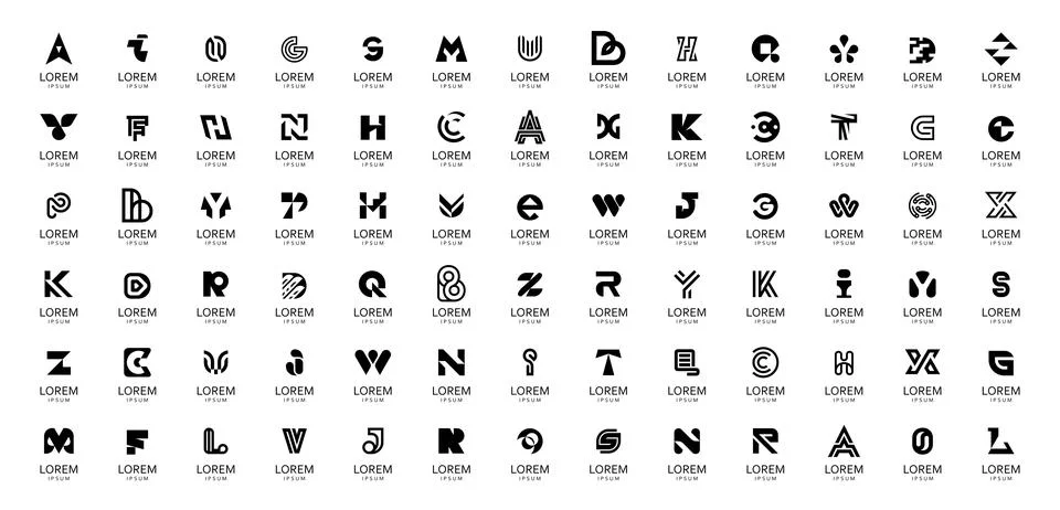Abstract logos collection with letters Stock Illustration