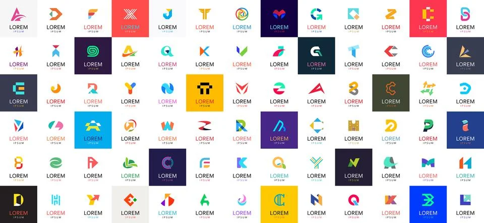 Abstract logos collection with letters Stock Illustration