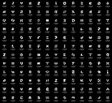 Abstract logos collection with letters Stock Illustration
