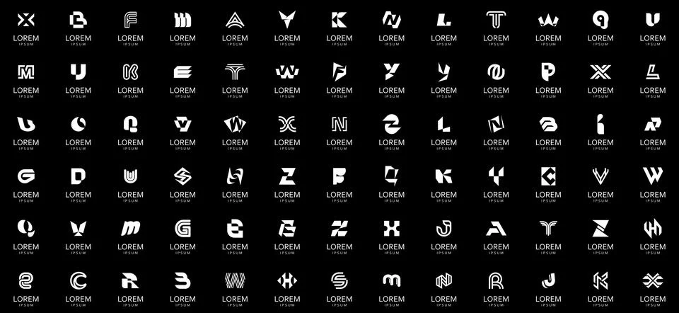 Abstract logos collection with letters Stock Illustration