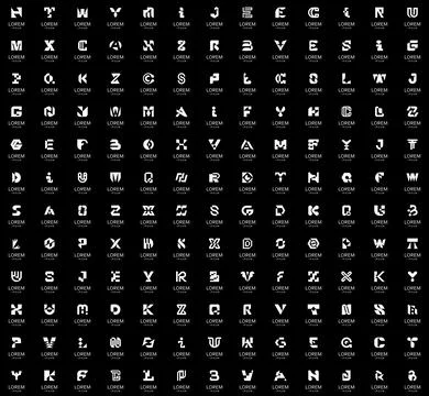 Abstract logos collection with letters Stock Illustration