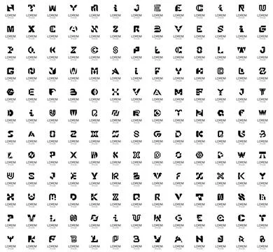 Abstract logos collection with letters Stock Illustration