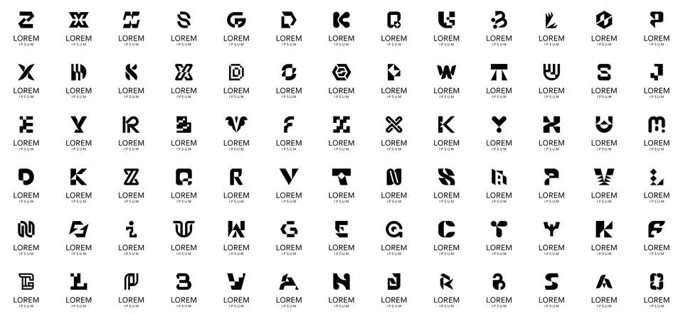 Abstract logos collection with letters Stock Illustration