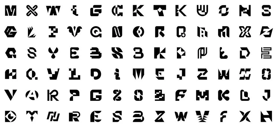 Abstract logos collection with letters Stock Illustration