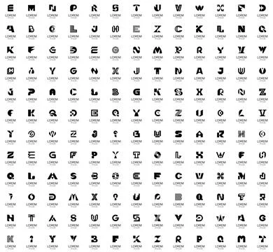 Abstract logos collection with letters Stock Illustration