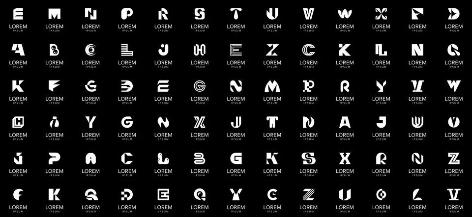 Abstract logos collection with letters Stock Illustration