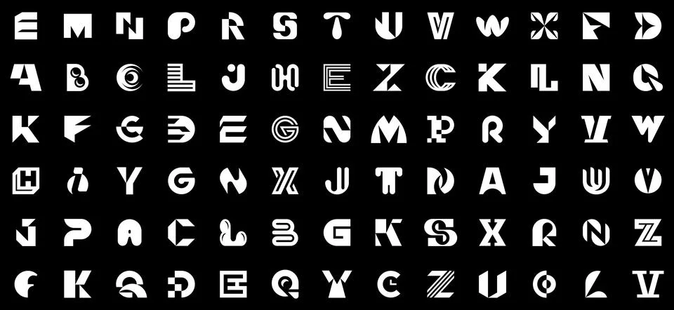 Abstract logos collection with letters Stock Illustration