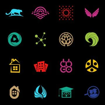 Abstract logos set. Modern vector logo collection. Unusual logos element. Logo Stock Illustration