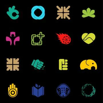 Abstract logos set. Modern vector logo collection. Unusual logos element. Logo Stock Illustration