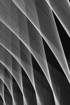 Abstract long exposure blurred light lines black and white background. Geometric Stock-Illustration