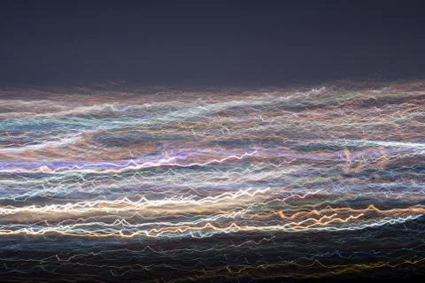 Abstract long exposure, experimental surreal photo, city and vehicle lights a Stock Photos