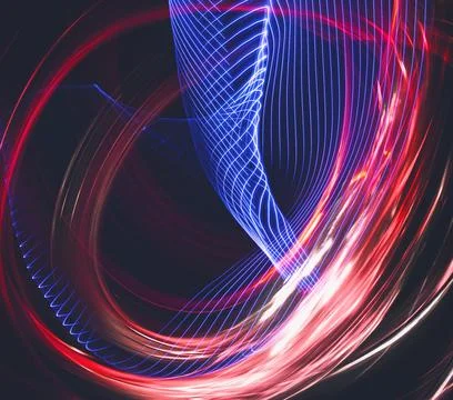 Abstract long-exposure light trails with colorful motion and selective focus. Stock Illustration