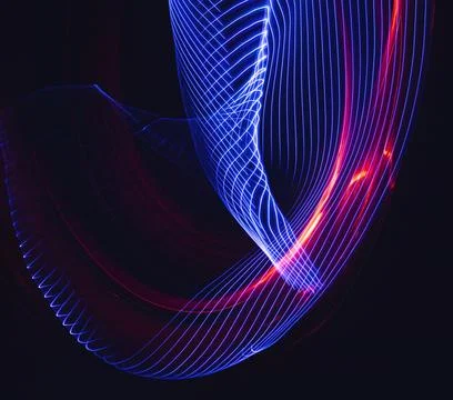Abstract long-exposure light trails with colorful motion and selective focus. Stock Illustration