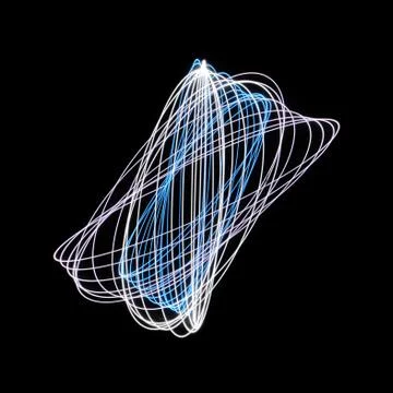 Abstract long exposure physiogram pattern isolated on black background. Stock Photos