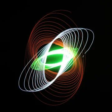 Abstract long exposure physiogram shape isolated on black Stock Photos