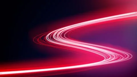 Abstract long exposure of red and white light trails forming an S-curve aga.. Stock Illustration